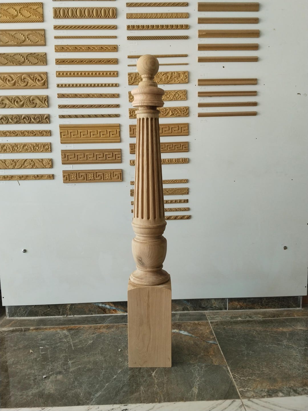 Spool Turned Posts Handcrafted Turned Wood Newel Post: 48