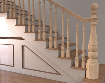 Ralling posts, Balusters, Wood lathe, Stair railing, Wooden stair railing posts, stair spindle, Wooden stair spindle, Staircase spindles