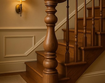 Newel Post, white oak, Wooden Turned Newel Posts, Stair post, Wooden Stair post, Costom Newel posts, Custom Stair post, Wooden Custom Stair