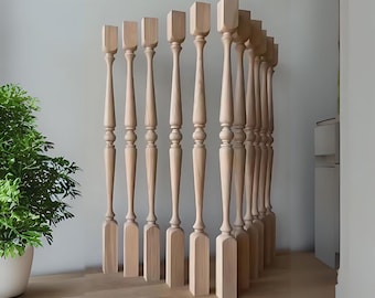 Wooden Baluster, Balustrade, Balusters, Wood lathe, Stair railing, Wooden stair railing posts, stair spindle, Wooden stair spindle, Stairs