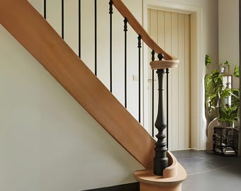 Hand-Turned Linden Wood Newel Post: Custom Stair Parts