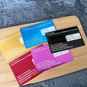 Aluminium Visitenkarten personalisiert Alu verschiedene Farben mit individueller Gravur Business