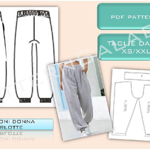 Pattern Cartamodello pantalone sportivo donna in PDF