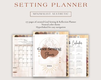 2024 Goal Setting Planner | Dated | Minimalist Aesthetic | Goodnotes Planner | Ipad Planner | Digital Planner | Goal Setting & Productivity