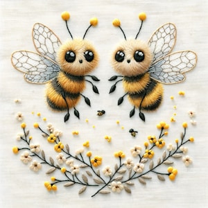 Bee embroidery pattern instant download
