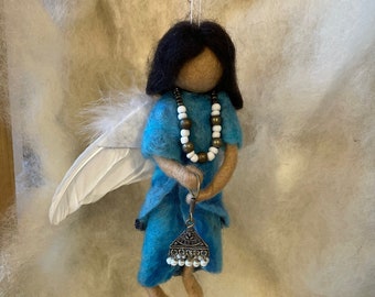 felted fairy, felted angel, lucky charm angel, felted lucky charm, angel of the world