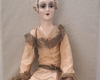 Muñeca boudoir francesa de los años 20: muñeca de cama estilo flapper art déco