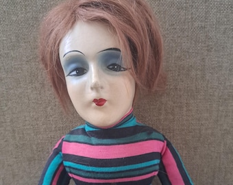 Vintage French Boudoir Doll – 65 cm Restyled – Modern Outfit – Vintage Art Deco Decor