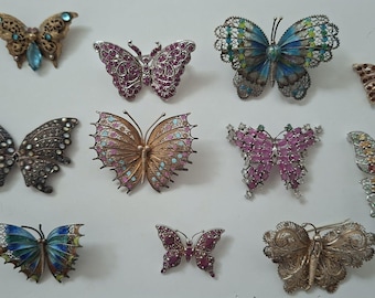 Vintage-Schmetterlingsbroschen-Kollektion: 11 Stücke aus Silber, Emaille und Edelsteinen