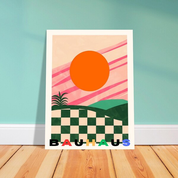 Bauhaus SUNSET- (1/3) Bauhaus architecture handmade print - framed poster of Bauhaus style mural painting - Wall art created by RTM