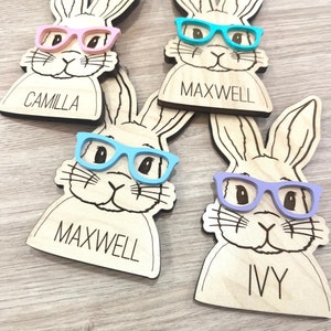 Easter Bunny Tag With Glasses | Rabbit Tag | Easter Tag | Easter Name Tag | Basket Tag | Custom Easter Tag | Girls & Boys | Personalized
