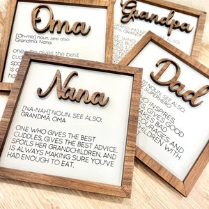 Family definition sign | mom | dad | grandma | grandpa | oma | opa | nana | papa