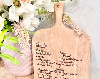 Engraved Handle Recipe Board | Engraved Writing | Recipe | Keepsake | Traced Writing | Hand-Written Recipe