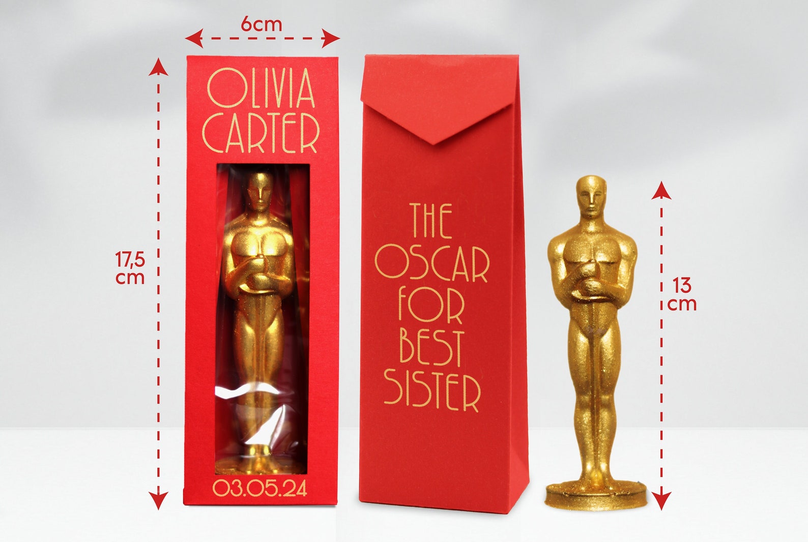 Handmade Chocolate Oscar Type Statue in Personalized Box Etsy UK