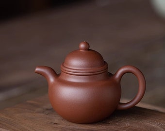 130cc chinese Yixing Handmade Zisha Hong Pi Long Clay Hong Pi Long Ni teapot "Shou Zhen Zhuo Qiu" Gongfu Teapot tea pot