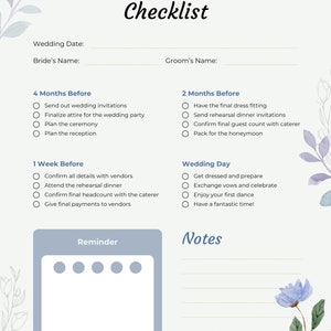 Month Wedding Checklist, Wedding Checklist, Wedding Guide, Pre-Written Checklist, Checklist for Wedding, Instant download, Canva