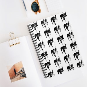 Boston Terrier Spiral Notebook Journal - 8x6 Ruled Line
