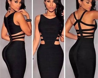 Nouvelles robes bandage pour femmes noires sexy sans manches pour femmes