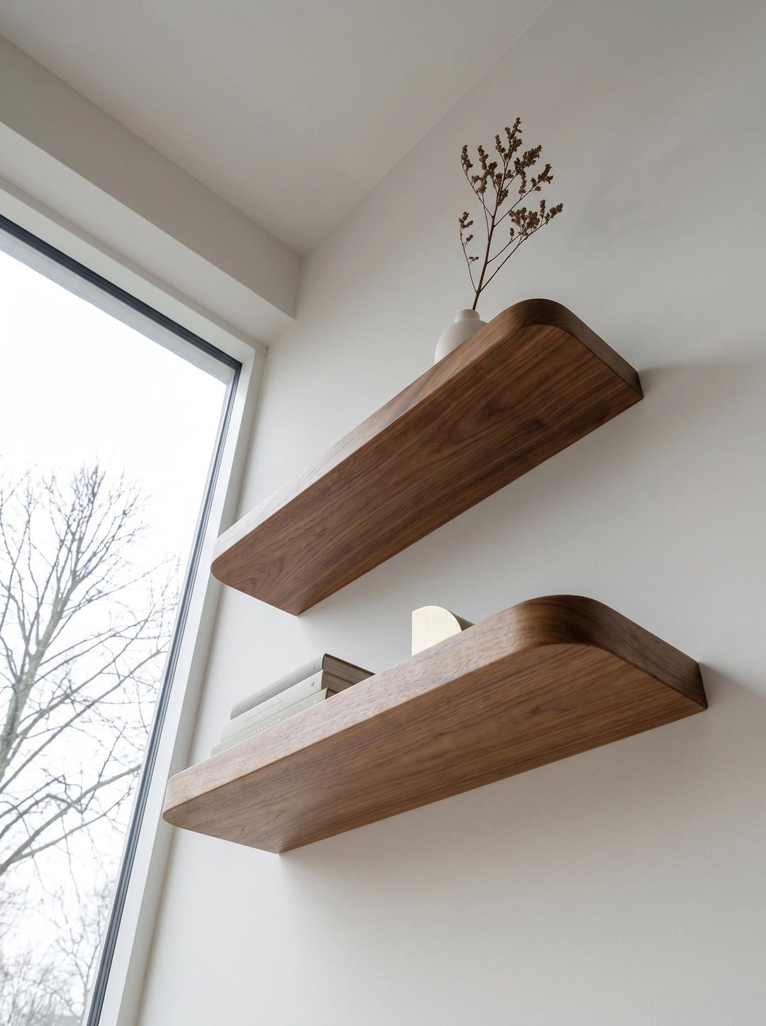 Handmade Wood Wall Shelf With Rounded Edges – Minimalist Floating ...