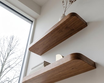 Handmade Wood Wall Shelf with Rounded Edges – Minimalist Floating Storage