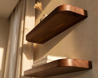 Premium Floating Shelves with Smooth Curved Corners, Modern Minimalist Wall Display, Luxury Handcrafted Shelving