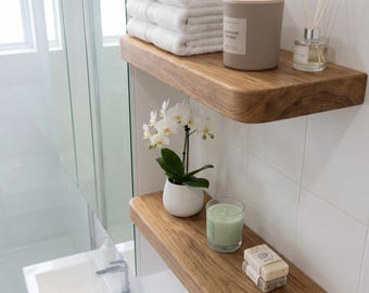 Minimalist Round Edge Wooden Floating Shelf | Contemporary Sleek Wall Display Storage Ledge | Modern Home Decor