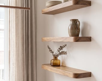 Floating Shelf, Picture Ledge Wall Shelf, Handmade Rounded Edge Display for Living Room Office