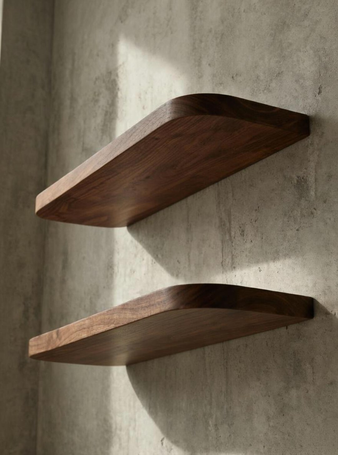 Minimalist Rounded Floating Shelves | Solid Wood Luxury Wall Decor - Etsy