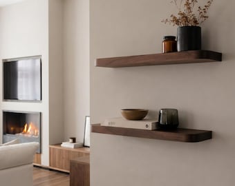 Minimalist Floating Shelf Rounded Edges | Wall Mounted Shelf | Living Room Decor