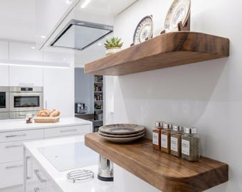 Modern Rounded Floating Shelf | Premium Solid Wood Curved Wall Ledge for Minimalist Home Decor