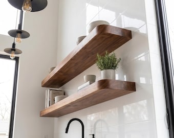 Solid Wood Floating Shelf | Round Edge | Minimalist Wall Decor | Rustic Modern