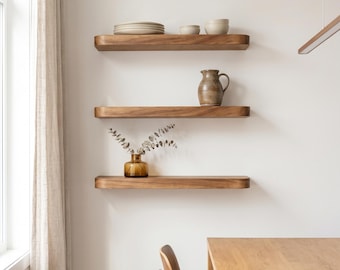 Floating Wall Shelf, Rounded Edge Picture Ledge, Minimalist Modern Display Shelf for Home Decor
