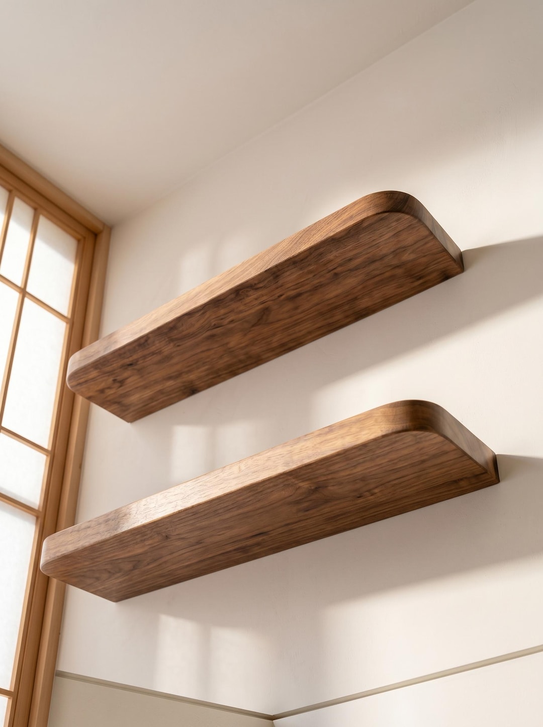 Shelf Rounded Edges Rounded Edge Floating Shelf – Handcrafted Wood Wall Shelf for Living ...