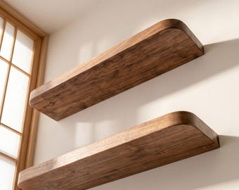Rounded Edge Floating Shelf – Handcrafted Wood Wall Shelf for Living Room