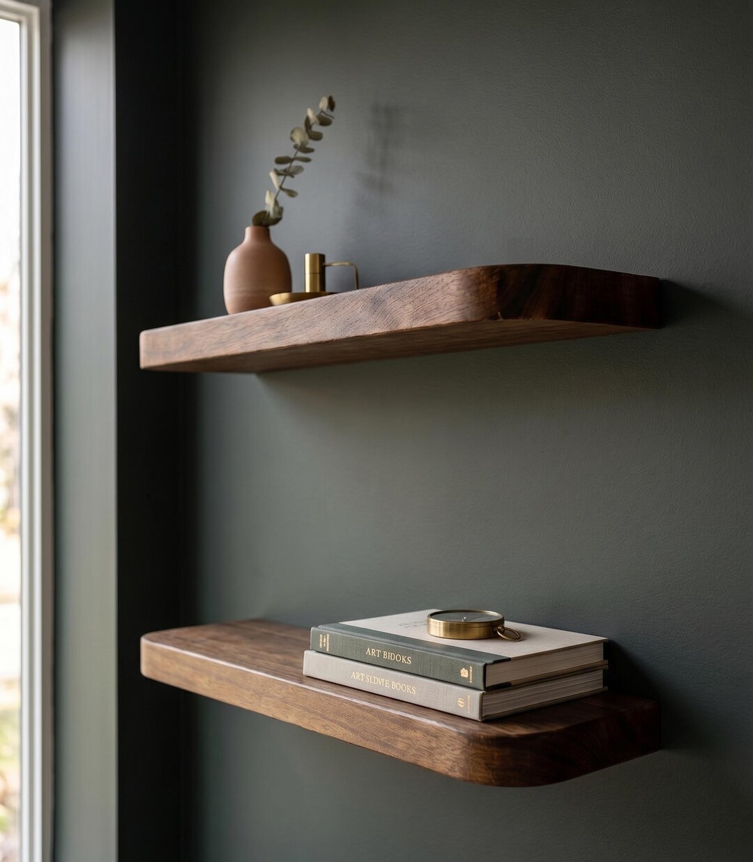 Premium Solid Wood Floating Shelf | Smooth Rounded Corners | Minimalist ...