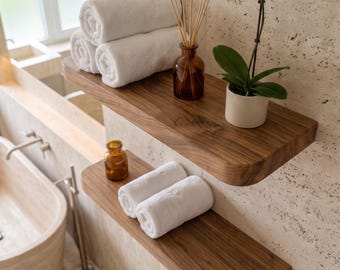 Curved Edge Wall Shelf | Contemporary Floating Display | Aesthetic Home Accent