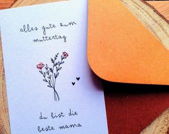 Greeting card happy mother's day, you are the best mom, postcard A6, watercolor paper 300g, personal greetings