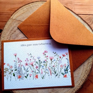 Karte Geburtstag, Frühling bunt, Wildblumen Wiese, Geburtstagskarte, Klappkarte, Aquarell Bild 1