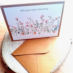 Karte Geburtstag, Frühling bunt, Wildblumen Wiese, Geburtstagskarte, Klappkarte, Aquarell Bild 10