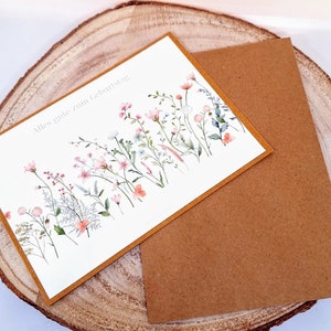 Karte Geburtstag, Frühling bunt, Wildblumen Wiese, Geburtstagskarte, Klappkarte, Aquarell Bild 8