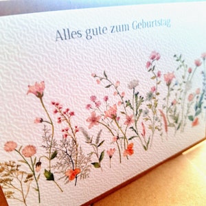 Karte Geburtstag, Frühling bunt, Wildblumen Wiese, Geburtstagskarte, Klappkarte, Aquarell Bild 3