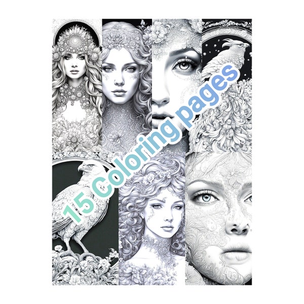 15 Coloring pages natura realistic woman pdf