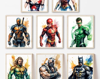 DC Comics Watercolor Character Art Prints (Digital Download)