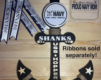Personalized US Navy Anchor Door Hanger: PIR Graduation, Military Gift