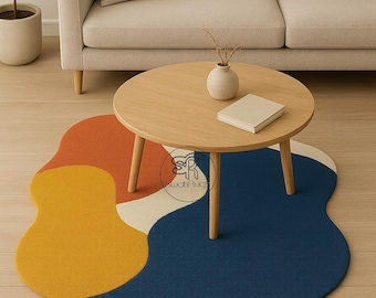 Handmade Abstract Wool Tufted Rug | Modern Minimalist Decor
