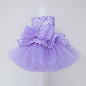 Lavender Sparkling Tutu Baby Dress, Flower Girl Dress, Wedding Guest Birthday Puffy Dress, Prom Gown, Pageant Toddler Special Occasion Dress