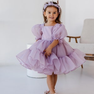 Pale Lavender Tutu Puffy Dress, First Birthday Baby Dress, Flower Girl Dress, Prom Graduation Gown, Pageant Toddler Special Occasion Outfit