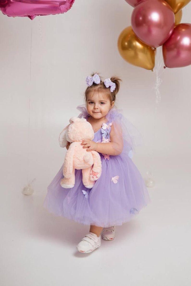 LuLu BeBe Girls Dana Dress - Embroidered Birthday Party - Lavender