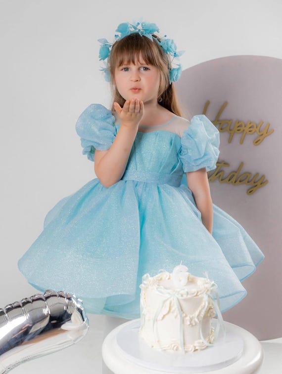 Turquoise Sparkling Tutu Baby Dress, Flower Girl Dress, Wedding