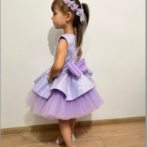 Lavender Sparkling Tutu Baby Dress, Flower Girl Dress, Wedding Guest Birthday Puffy Dress, Prom Gown, Pageant Toddler Special Occasion Dress
